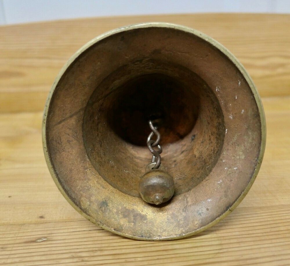 Old Brass British Military Issue Brass Handbell photo vinterior