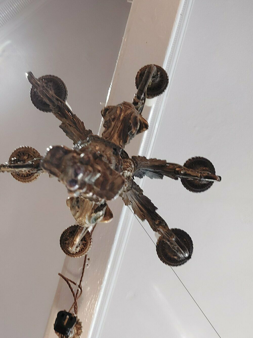 Early 20thc 6 Arm Gilt Metal Chandelier photo 880.0