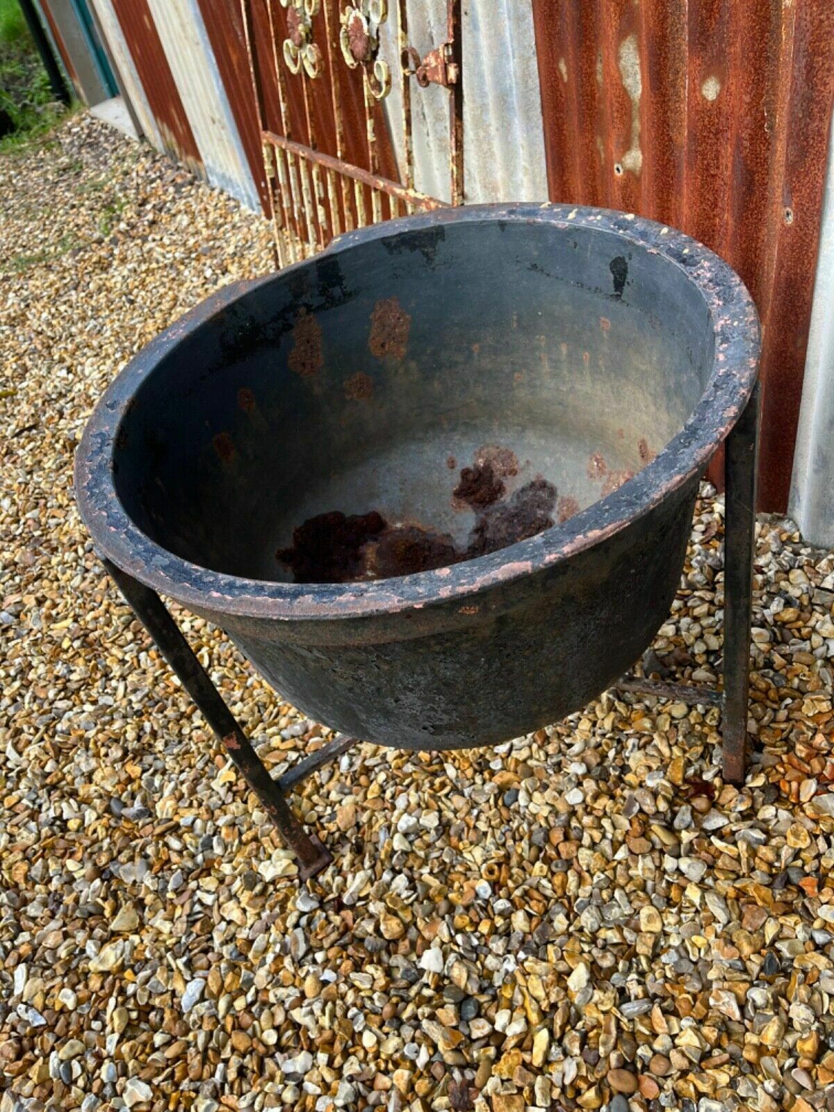 Antique Cast Iron Pot  Jardinier Log Basket Very Large  A Unique Item photo for sale