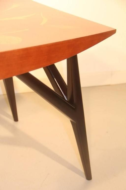 Coffee Table Luigi Scremin Minimalist Forms, 1940s Wood Precious Italian Design photo for sale