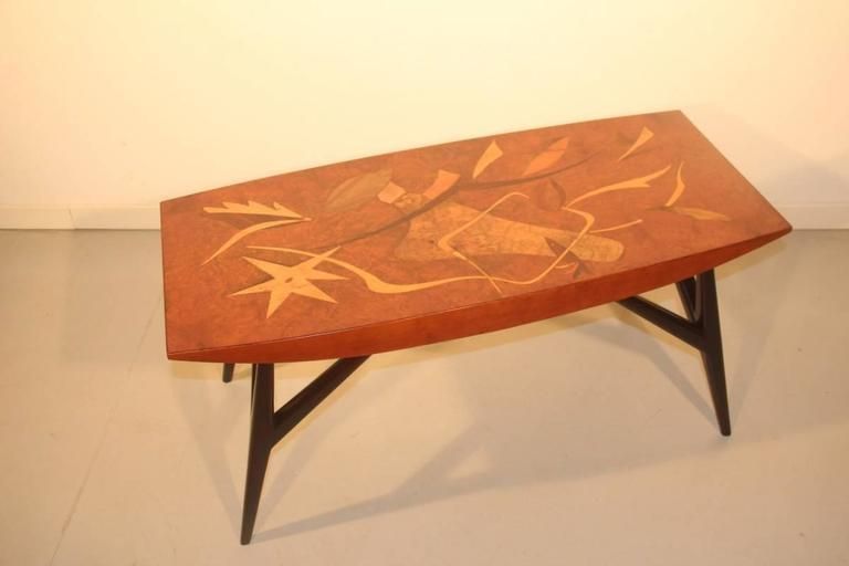 Coffee Table Luigi Scremin Minimalist Forms, 1940s Wood Precious Italian Design photo 2160.0