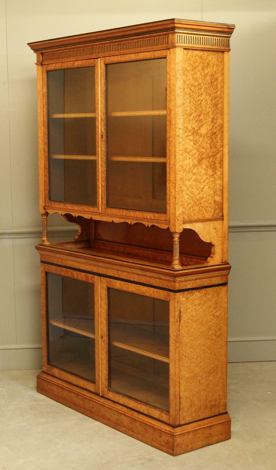 Victorian Bird's Eye Maple Display Bookcase photo for sale