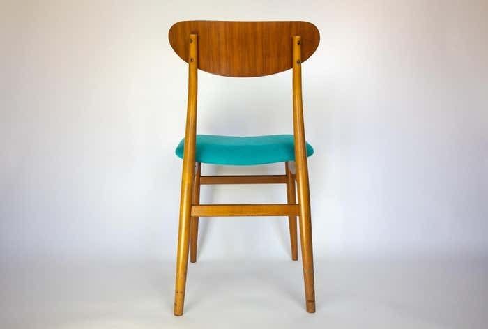 Mid Century Modern Dining Chairs With Blue Velvet Upholstery, Set Of 6, 1950s photo Furniture