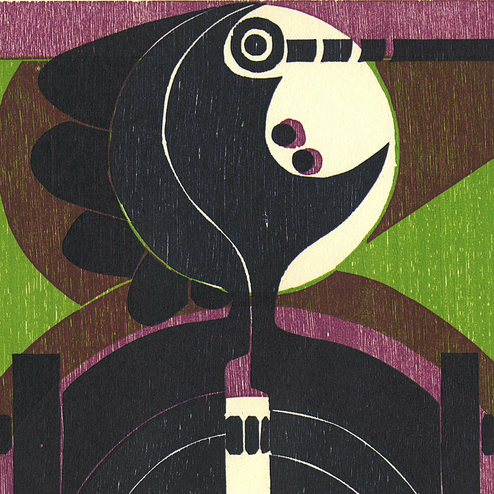 Striking, Graphic 70s Woodcut Print photo furniture