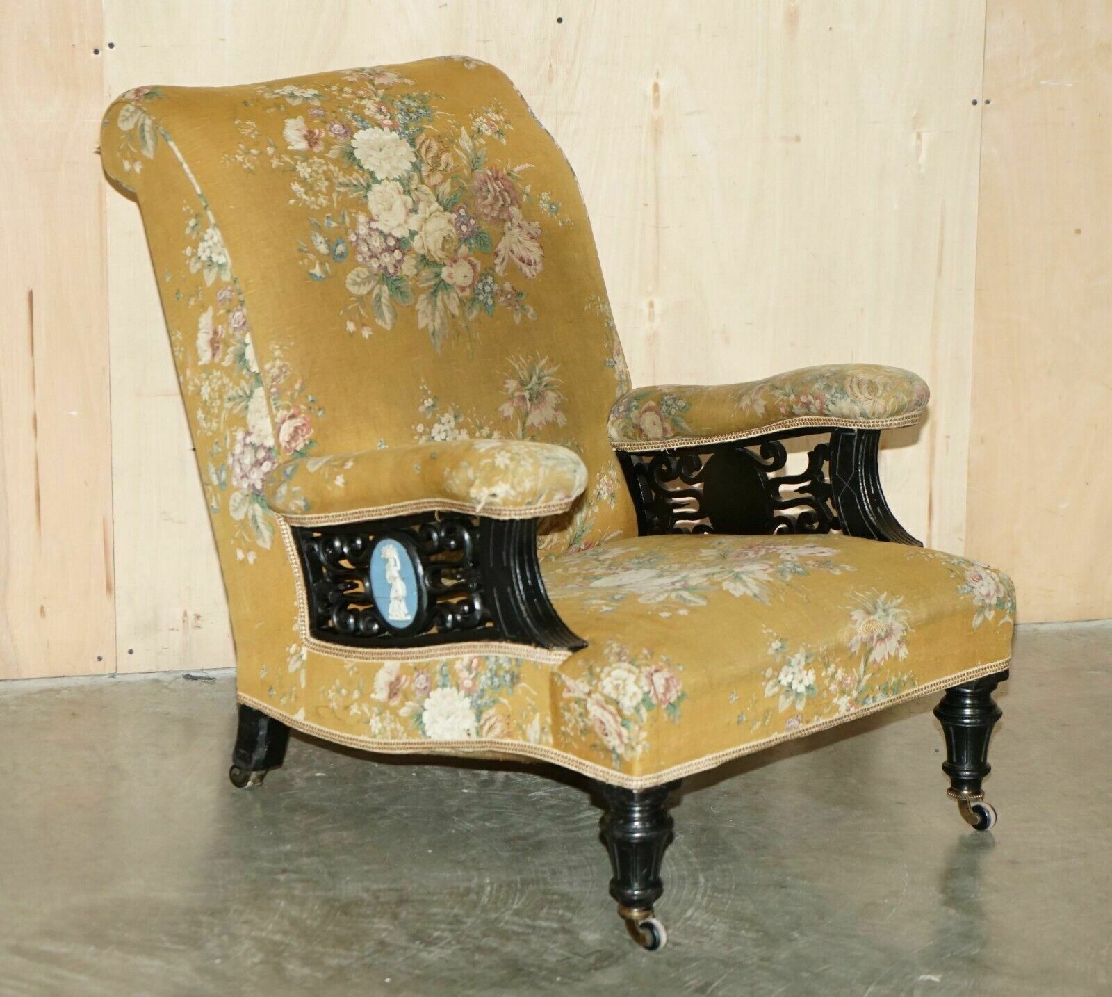 Super Rare Antique Victorian Aesthetic Movement Armchair With Grand Tour Plaques photo furniture