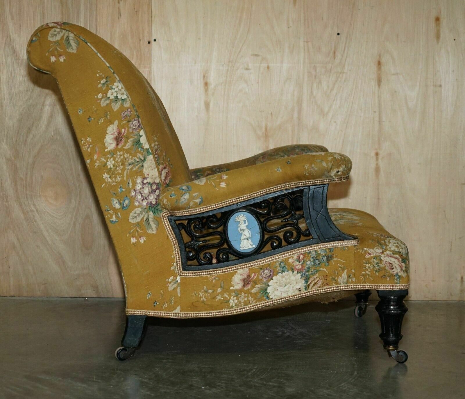 photo for sale Super Rare Antique Victorian Aesthetic Movement Armchair With Grand Tour Plaques