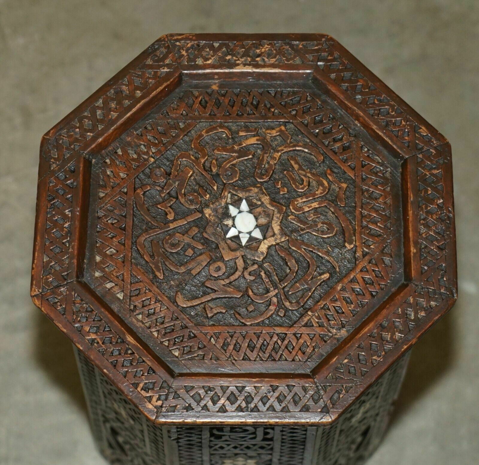 photo furniture Antique Liberty's Victorian Circa 1880 Floral Moroccan Hand Carved Table