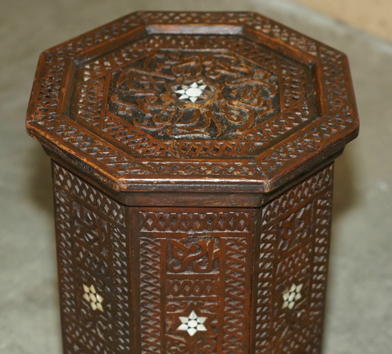 Furniture Antique Liberty's Victorian Circa 1880 Floral Moroccan Hand Carved Table photo