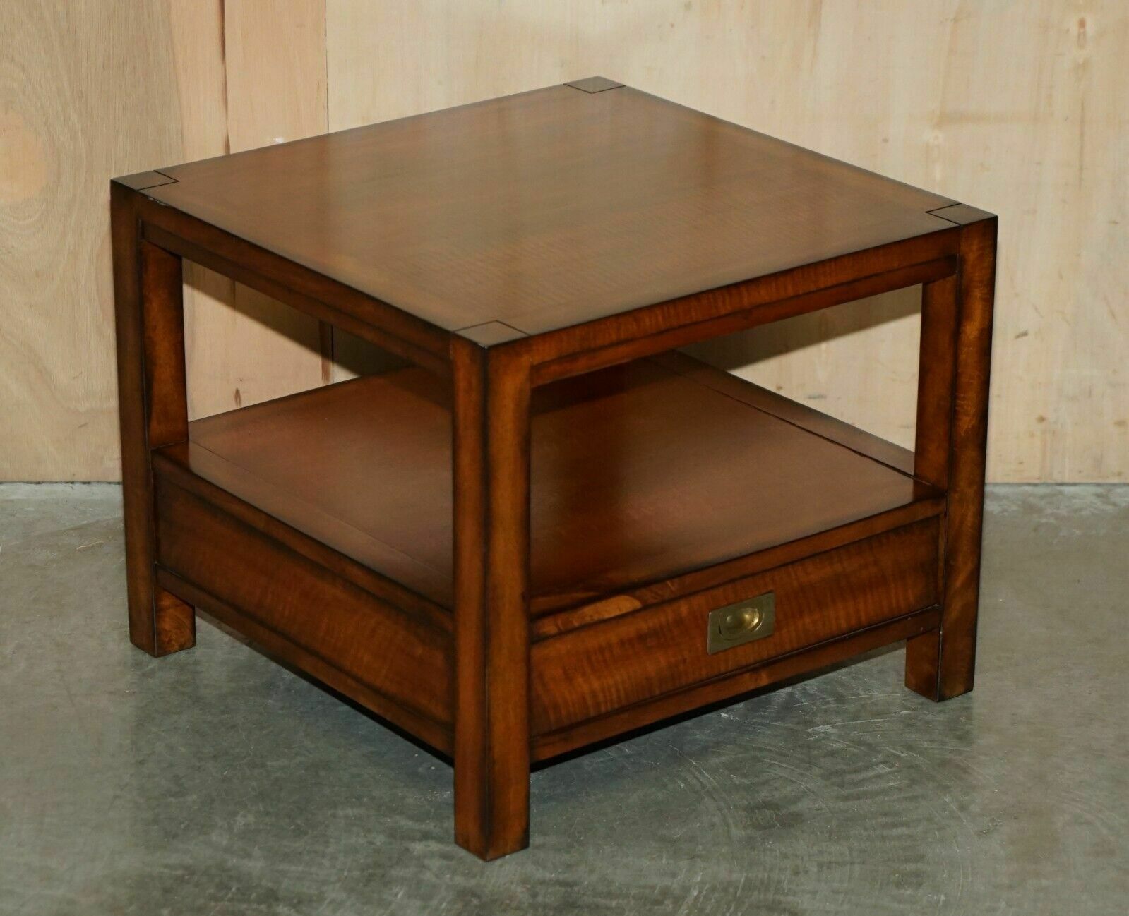 Stunning Pair Of Two Tier Military Campaign Side End Tables Large Single Drawers photo furniture