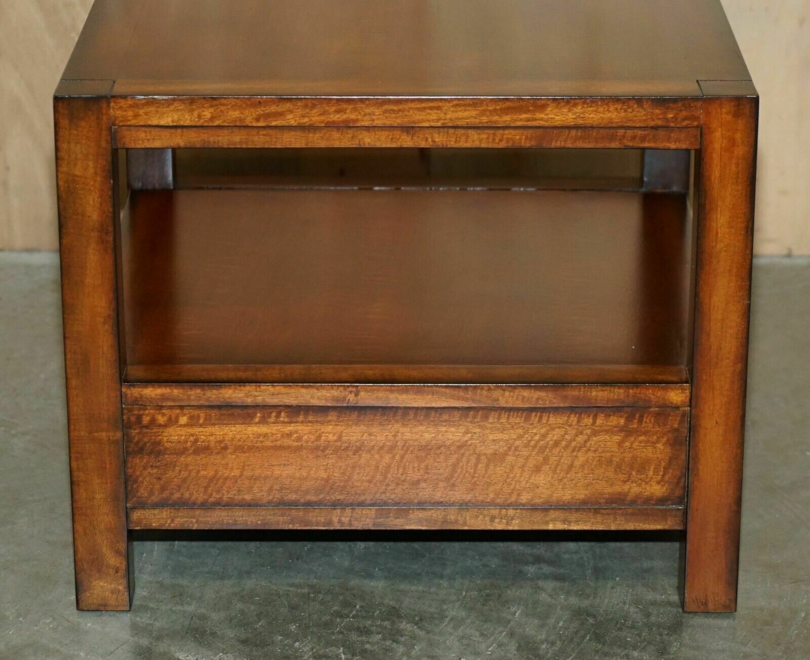 Stunning Pair Of Two Tier Military Campaign Side End Tables Large Single Drawers photo vinterior