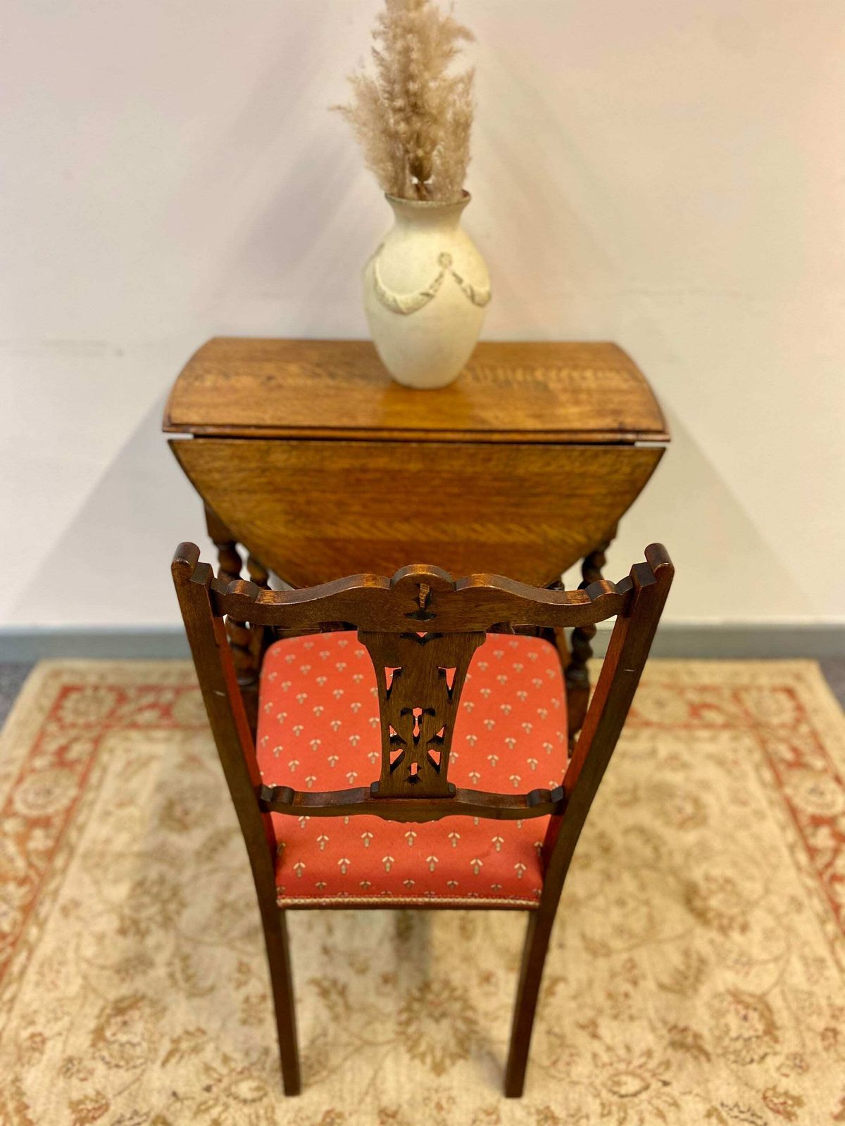 Antique Bedroom Chair / Red Fabric Seat / Carved And Fret Cut Backs / Early 20th Century.T / Dates From Around The 1870s 1900s photo furniture