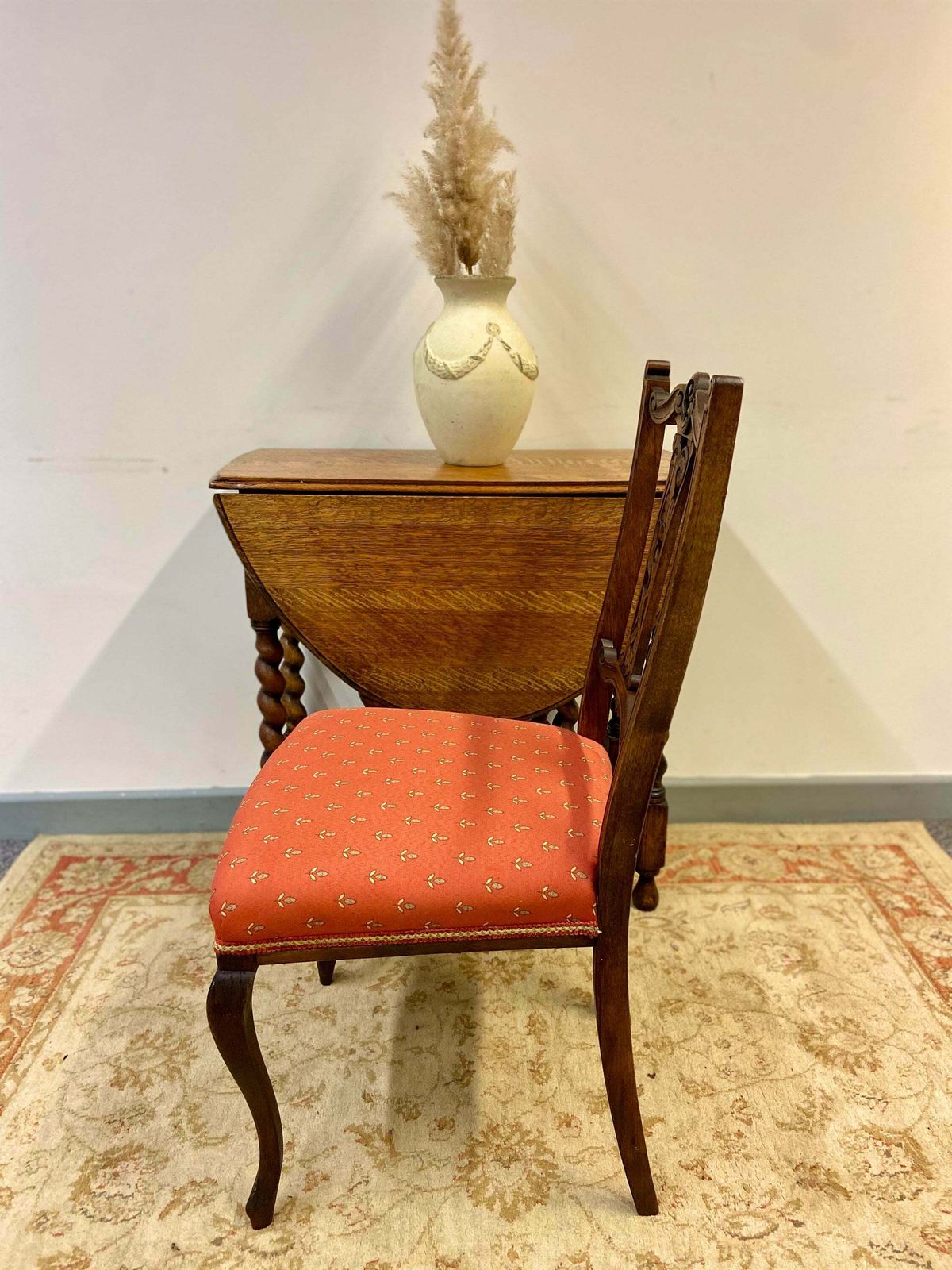 Antique Bedroom Chair / Red Fabric Seat / Carved And Fret Cut Backs / Early 20th Century.T / Dates From Around The 1870s 1900s photo 150.0