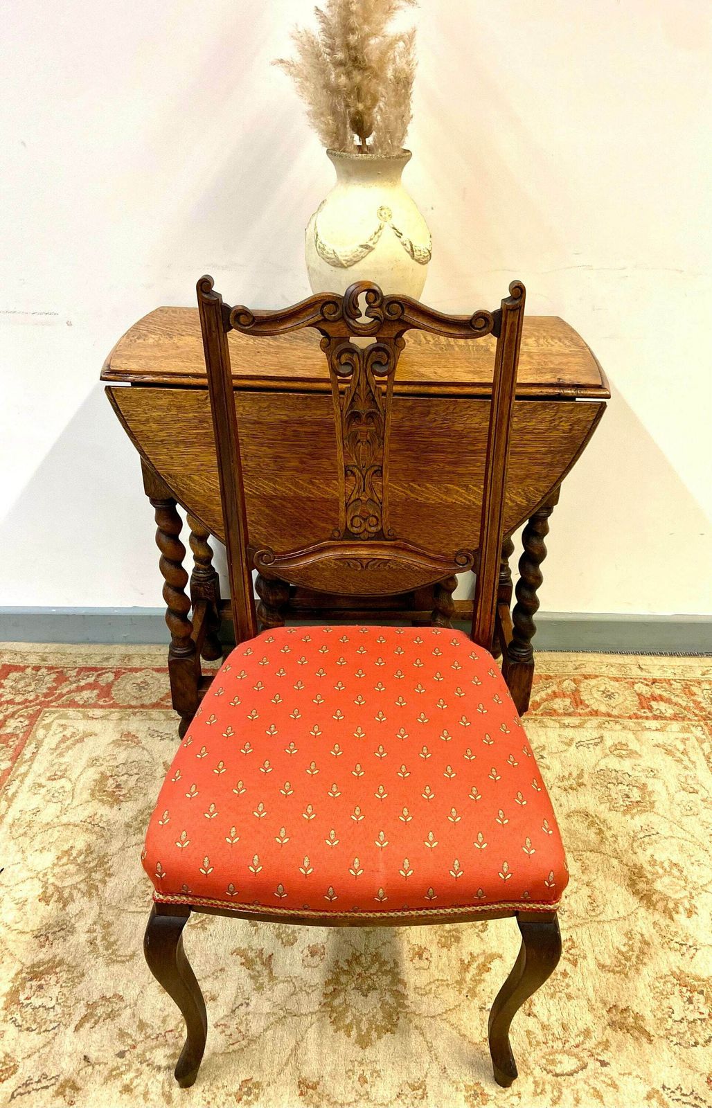 photo furniture Antique Bedroom Chair / Red Fabric Seat / Carved And Fret Cut Backs / Early 20th Century.T / Dates From Around The 1870s 1900s