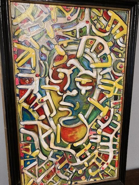 Contemporary Art Painting On Canvas Made With Acrylic Enamels. photo furniture