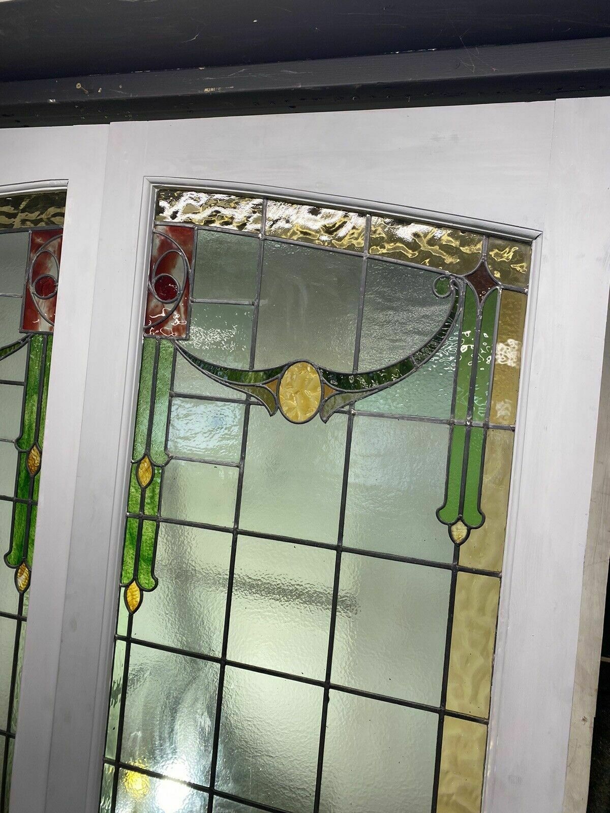X Large Victorian Stained Glass French Doors Antique Period Reclaimed Old Wood photo 4307.0