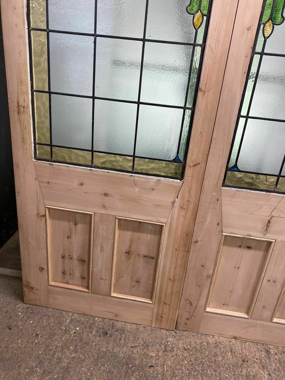 photo buy X Large Victorian Stained Glass French Doors Antique Period Reclaimed Old Wood