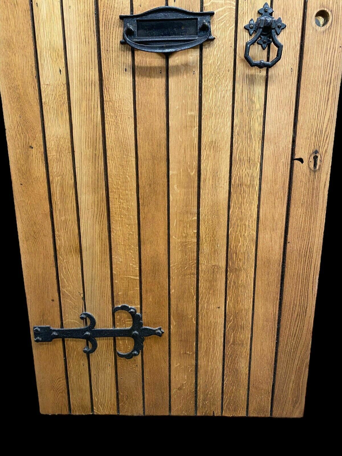Solid Oak Front Door Stained Glass Old Period Antique Reclaimed Wood Cast Iron photo 1593.0