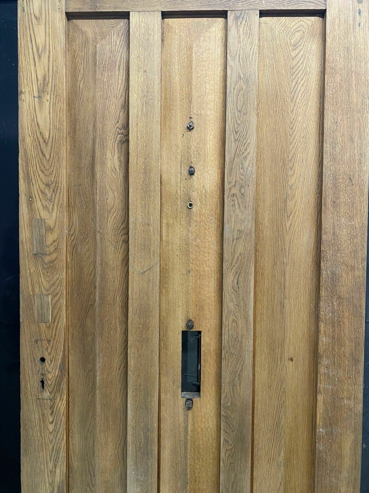 photo for sale Solid Oak Front Door Old Period Antique Reclaimed Bronze Knocker Letterbox Wood