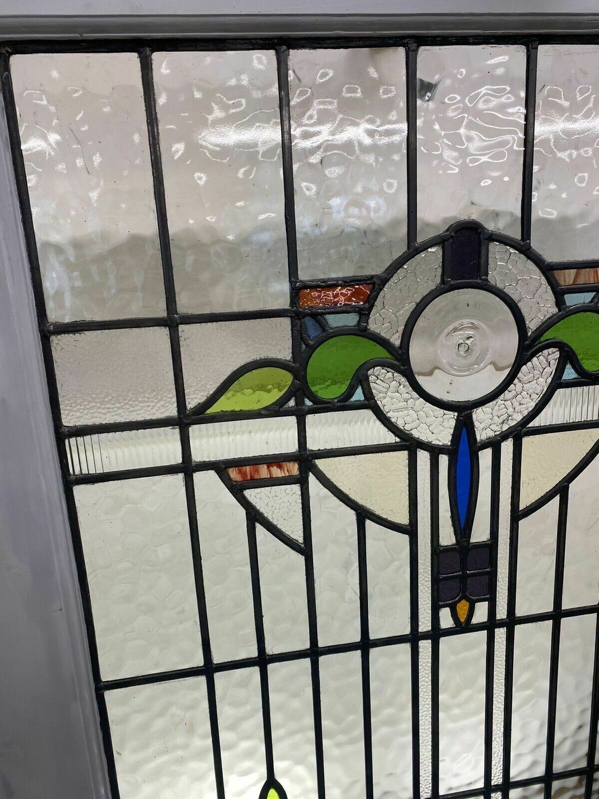 X Large Stained Glass Window Art Nouveau Antique Period Lead Old Reclaimed Wood photo furniture