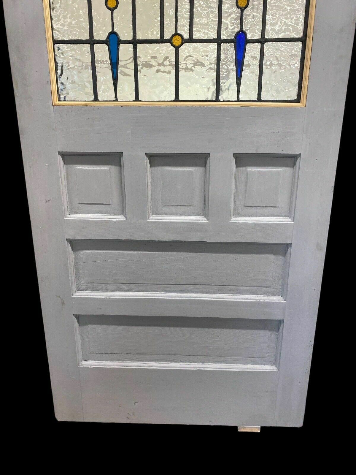 2183.0 20s 30s Stained Glass Front Door Period Old Reclaimed Antique Lead Wood Refurb photo