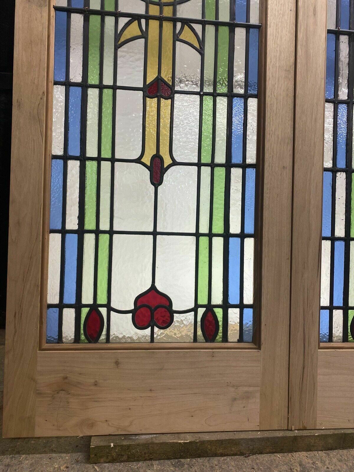 photo for sale Art Deco Stained Glass French Doors Antique Period Reclaimed Old 20s 30s Leaded