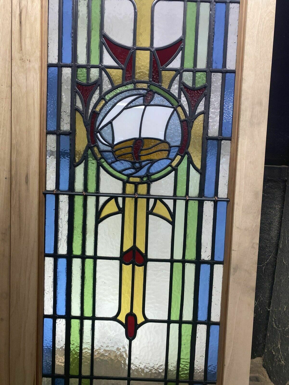 photo vinterior Art Deco Stained Glass French Doors Antique Period Reclaimed Old 20s 30s Leaded