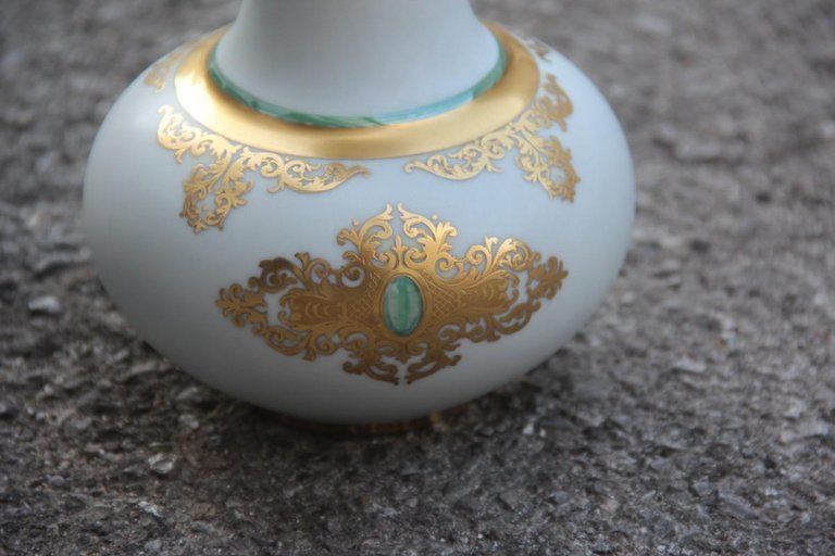 Finzi Porcelain Vase Gold 24  Karat Italian Design Mid Century Modern White 1950 photo for sale