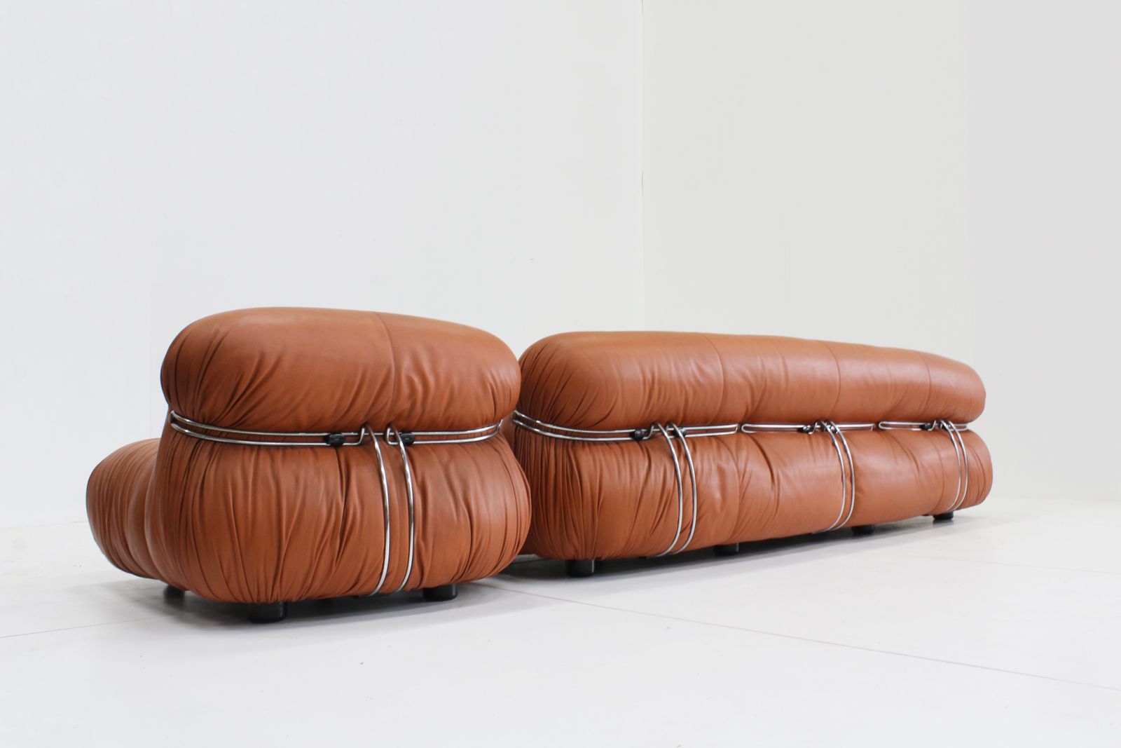 Soriana Lounge Set By Afra & Tobia Scarpa For Cassina In Cognac Leather photo Furniture