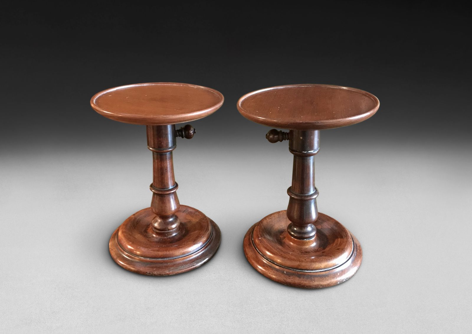 Pair Of Georgian Mahogany Adjustable Candle Stands