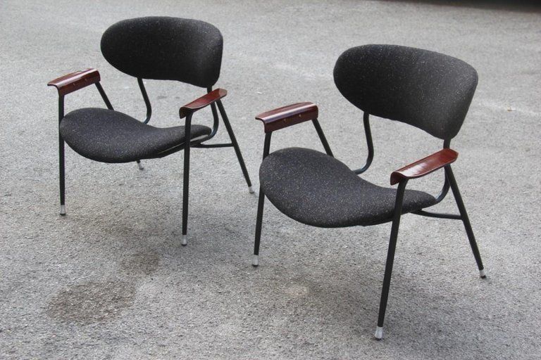 Mid Century Modern Chairs Gastone Rinaldi For Rima Design 1950s Black photo furniture