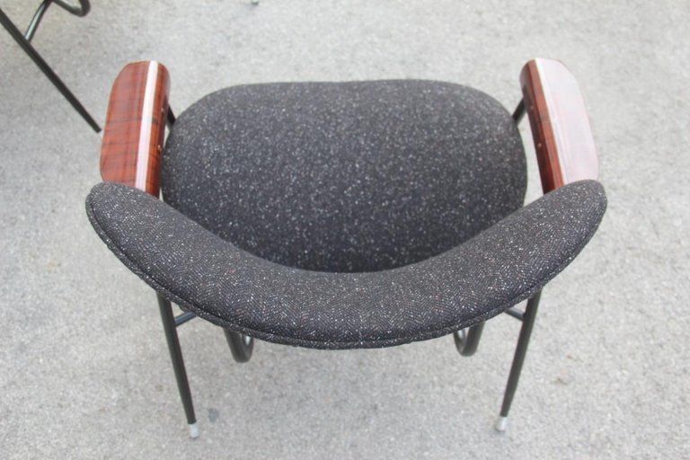 Mid Century Modern Chairs Gastone Rinaldi For Rima Design 1950s Black photo vintage