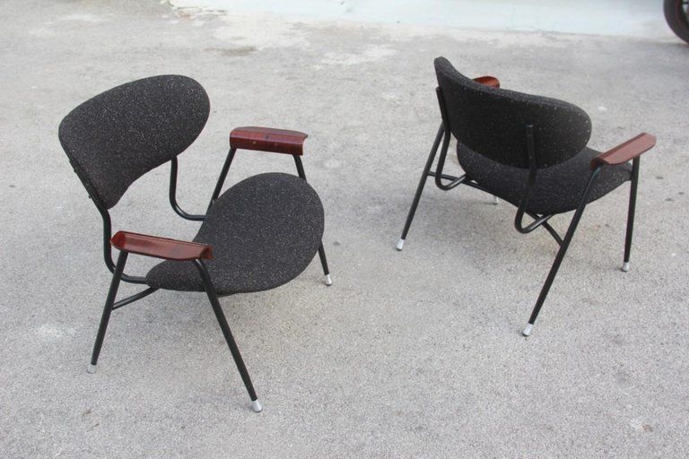 photo for sale Mid Century Modern Chairs Gastone Rinaldi For Rima Design 1950s Black