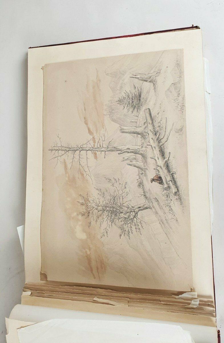 Album Of Travel Drawings, Xixth Century photo furniture