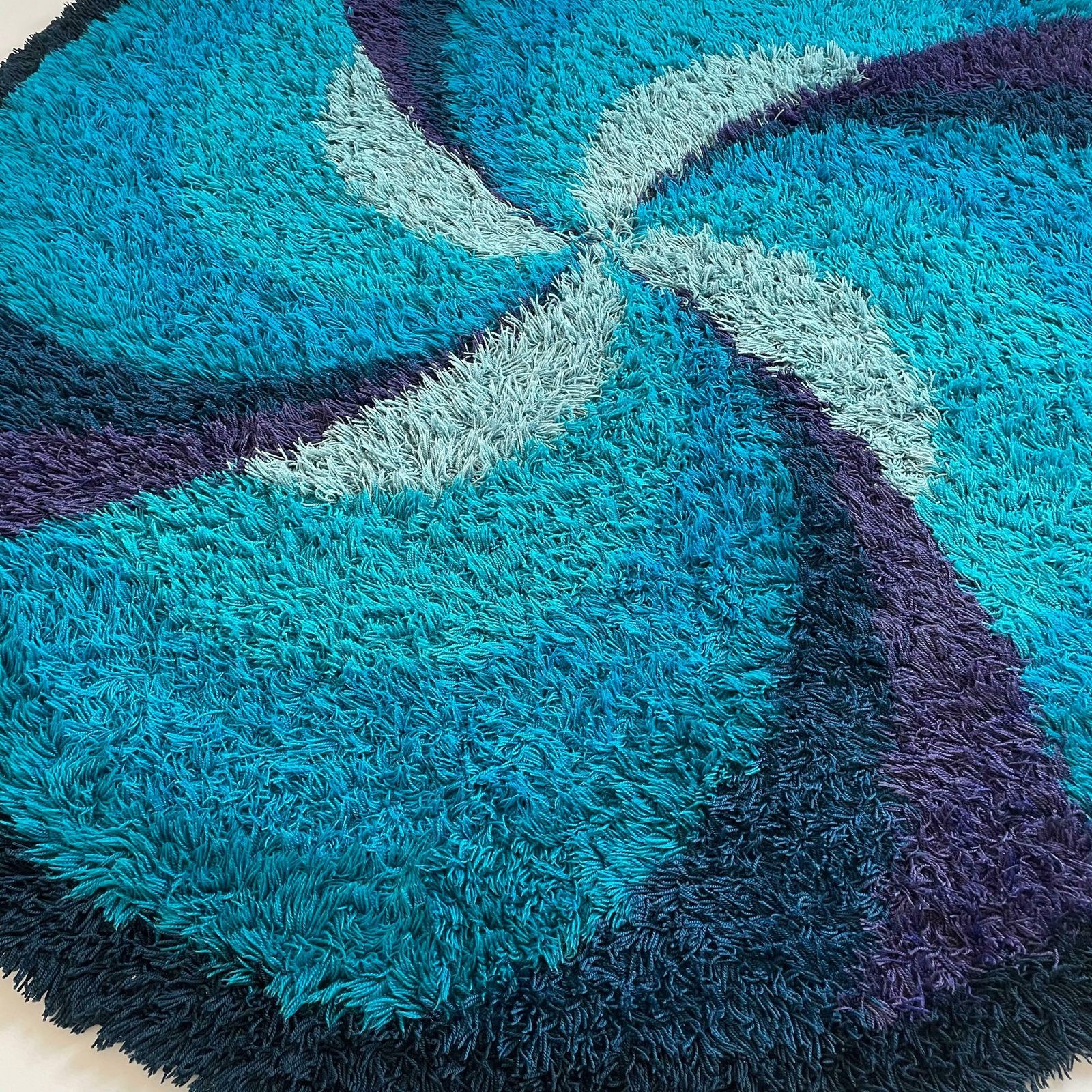 Extra Large Original Scandinavian High Pile Rya Rug By Ege Taepper, 1970s photo vintage