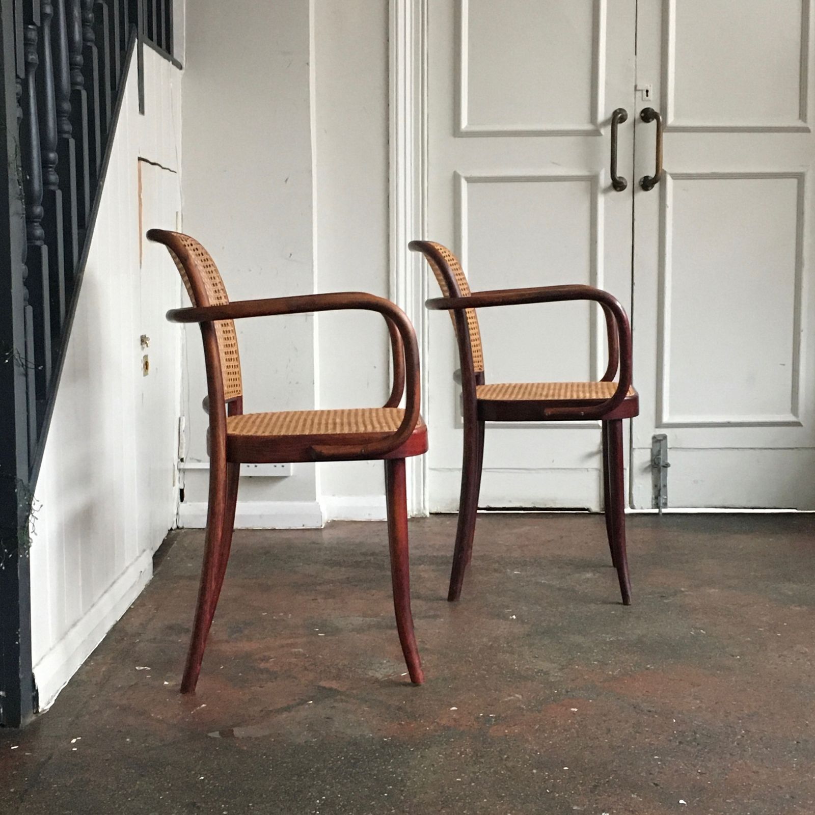 A Pair Of Midcentury Thonet A811 Carver Chairs Designed By Josef Frank And Josef Hoffmann photo Furniture