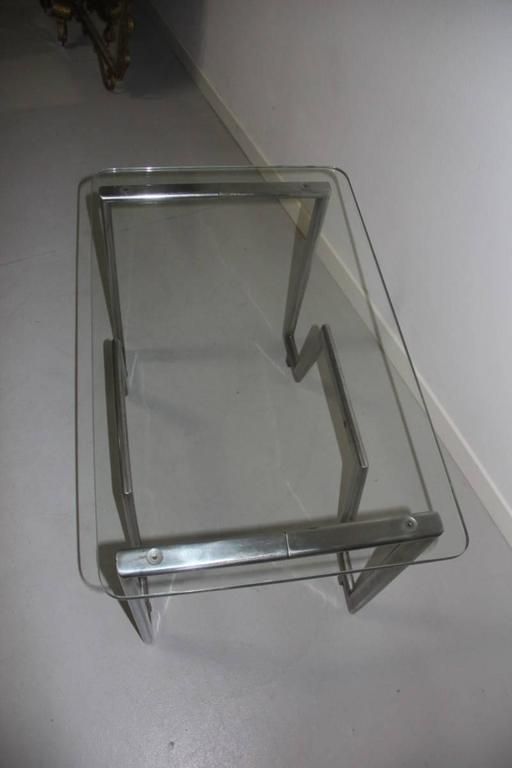 Table Of 1930s Minimalist French Metal Chrome Crystal Often Mid Century Modern photo vinterior