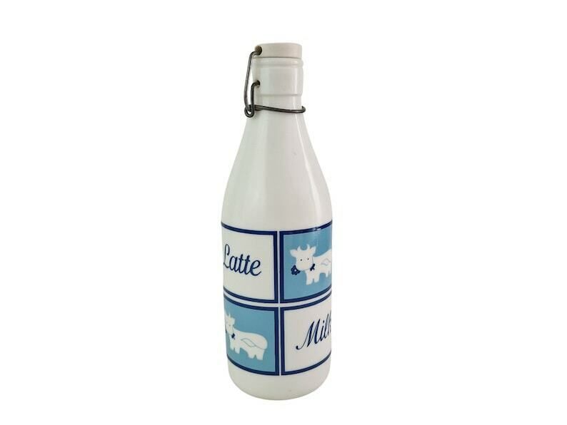 Vintage Opaline Milk Bottle With Rubber Stopper By Cerve, Milk Glass Made In Italy, 1970s Farmhouse Kitchen Decor photo Home Decor