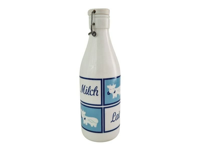 Vintage Opaline Milk Bottle With Rubber Stopper By Cerve, Milk Glass Made In Italy, 1970s Farmhouse Kitchen Decor photo vinterior