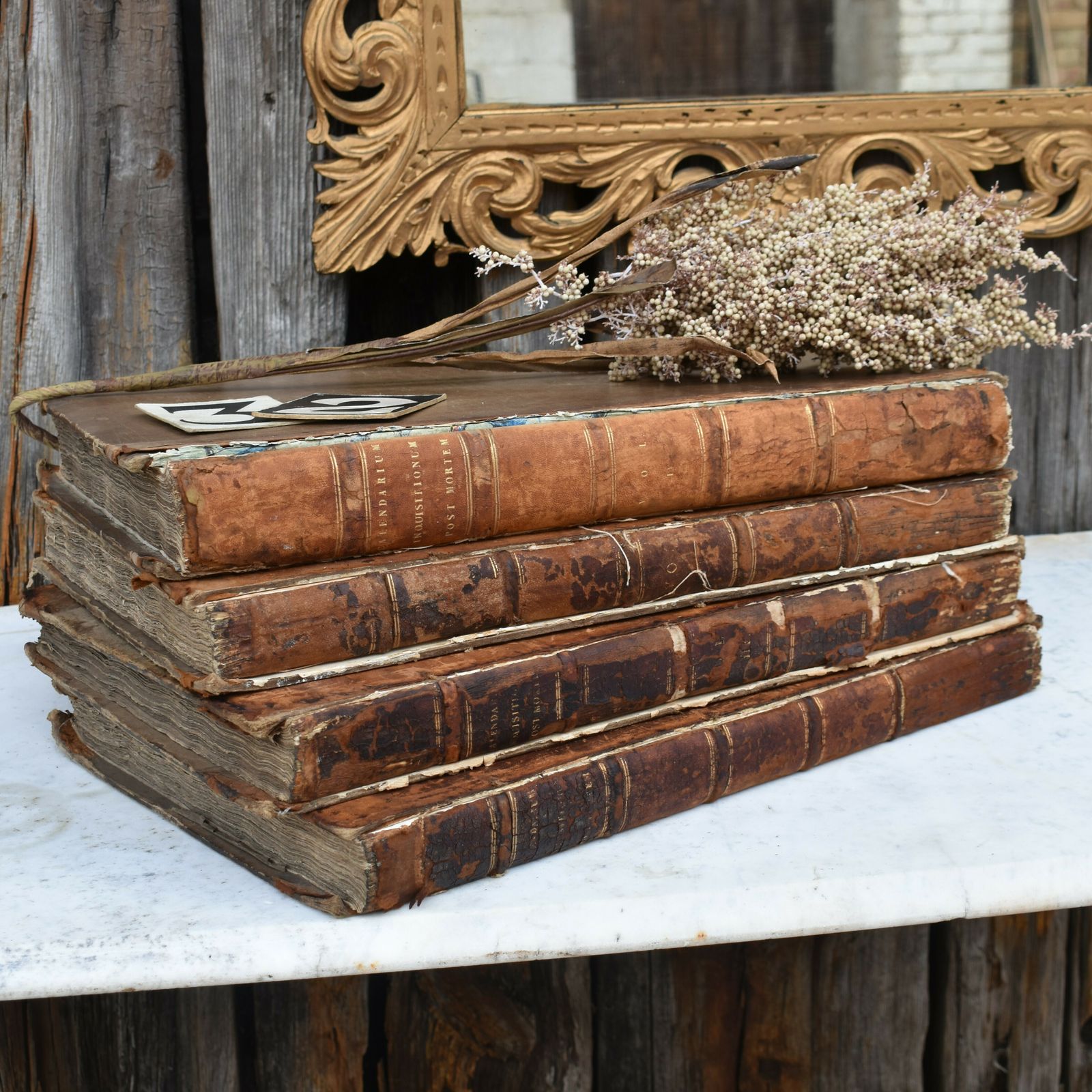 Antique 1806 Inquisitions Post Mortem Latin Leather Books George III Set Of 4 photo buy