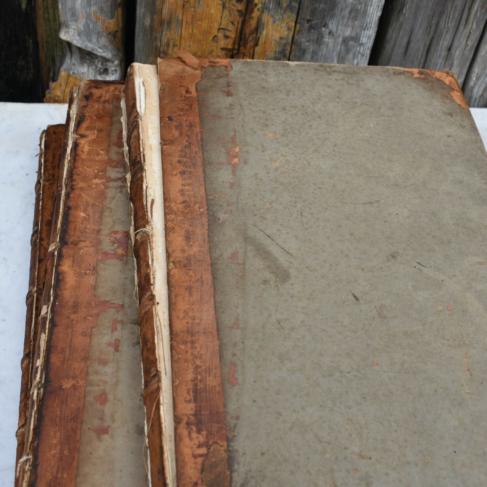 Antique 1806 Inquisitions Post Mortem Latin Leather Books George III Set Of 4 photo vintage