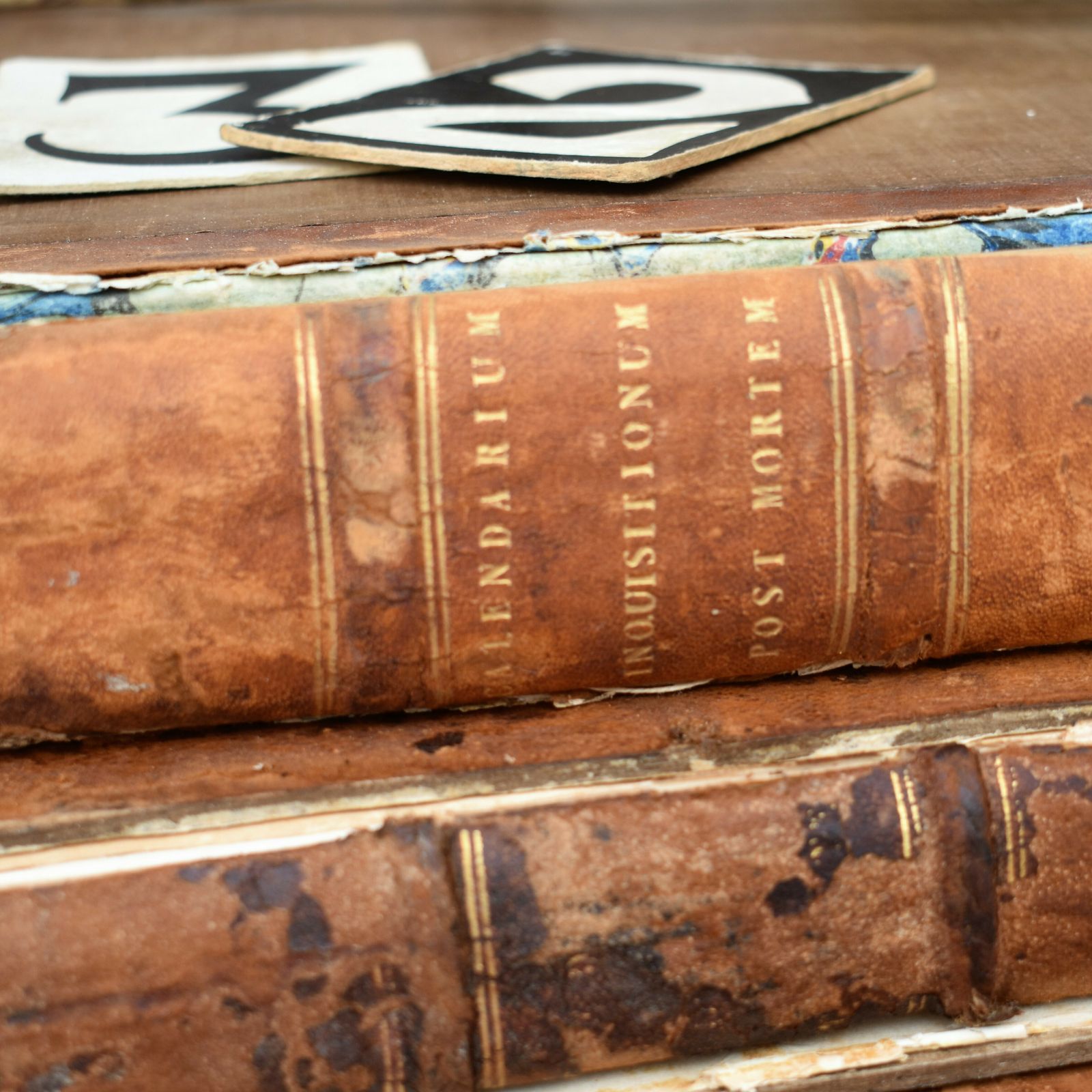 225.0 Antique 1806 Inquisitions Post Mortem Latin Leather Books George III Set Of 4 photo