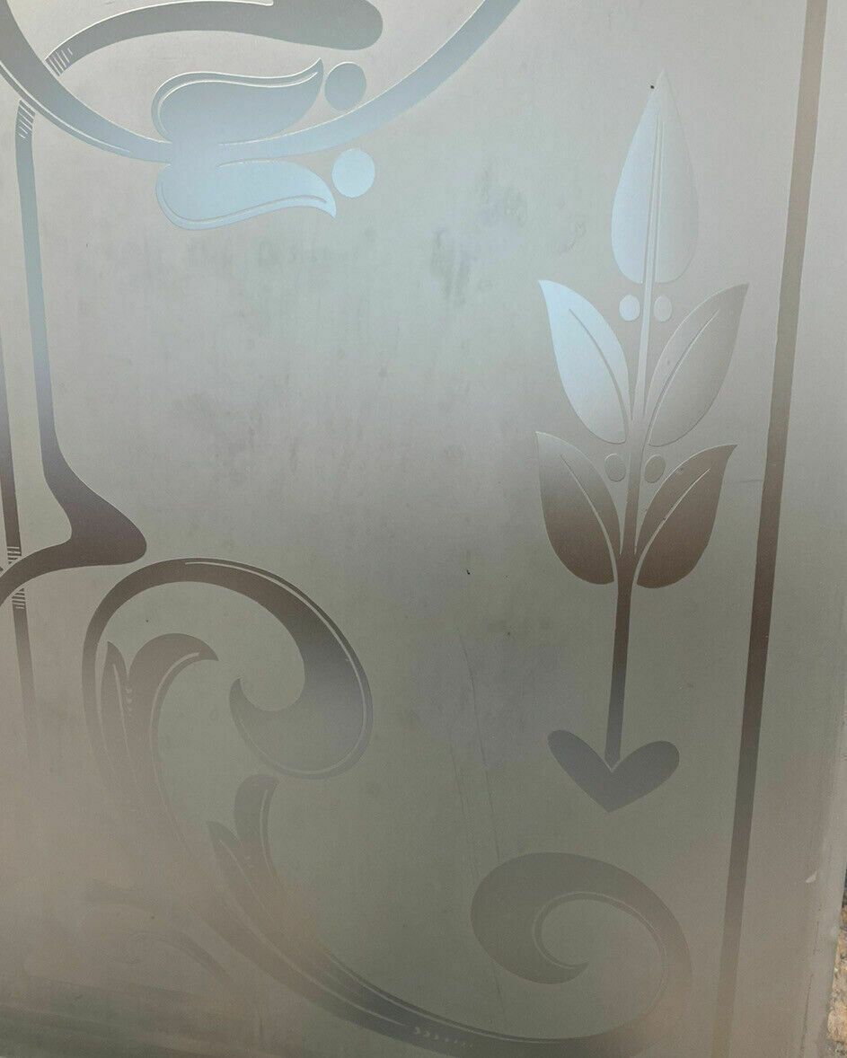 photo for sale Large Victorian Acid Etched Glass Window Panel Old Period Reclaimed Antique