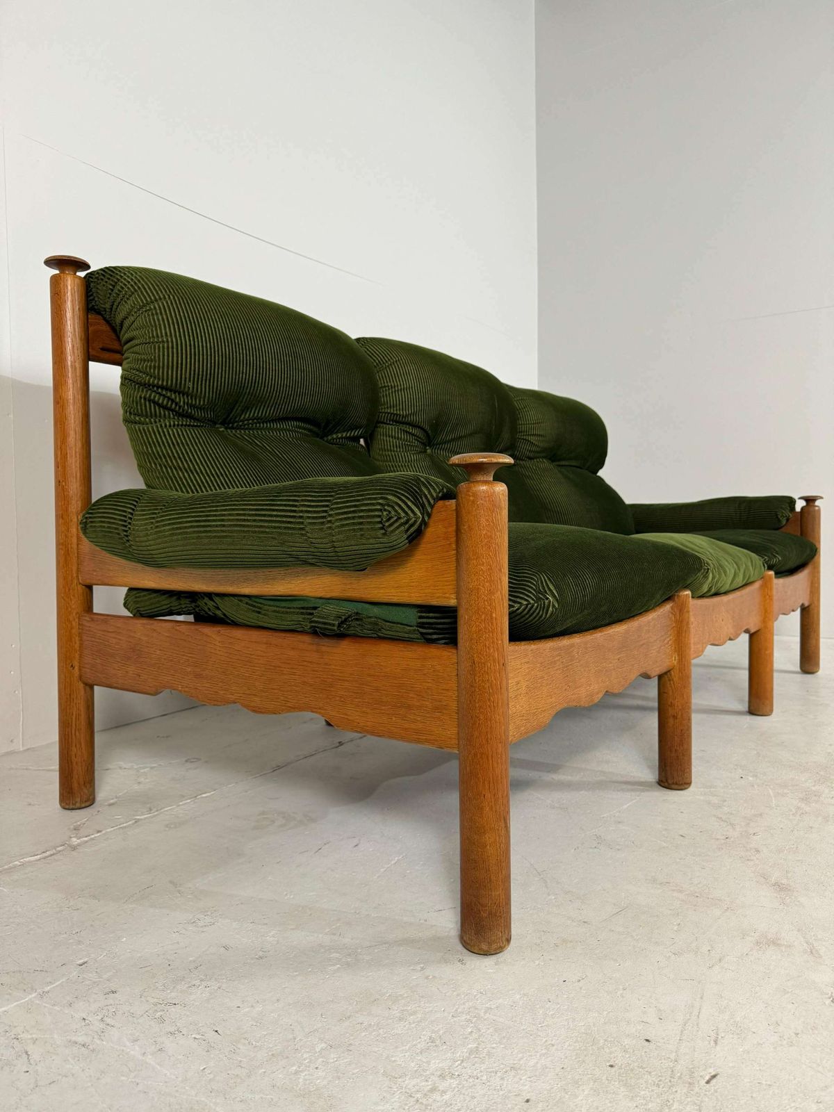 Eiken Vintage Brutalist 3 Zitsbank photo Meubels