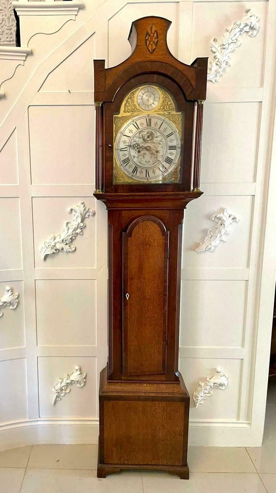 Antique George III Quality Eight Day Brass Face Oak Longcase Clock photo furniture