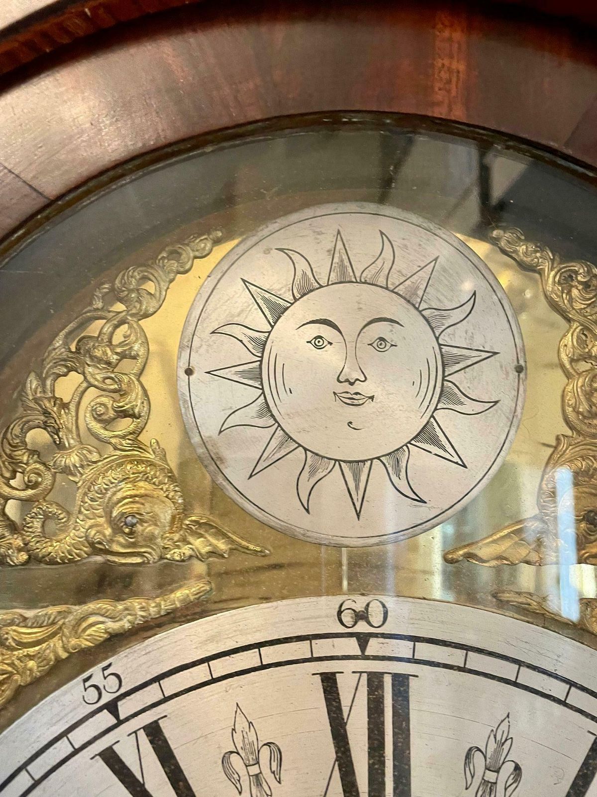 photo for sale Antique George III Quality Eight Day Brass Face Oak Longcase Clock