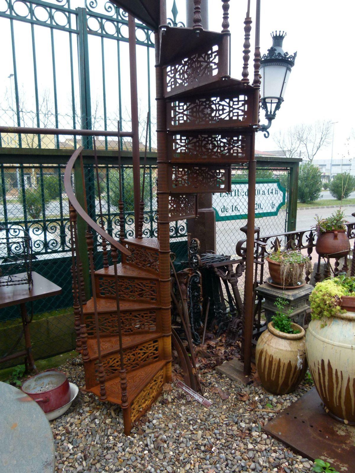 20th Century Art Nouveau Style Iron Spiral Staircase photo furniture