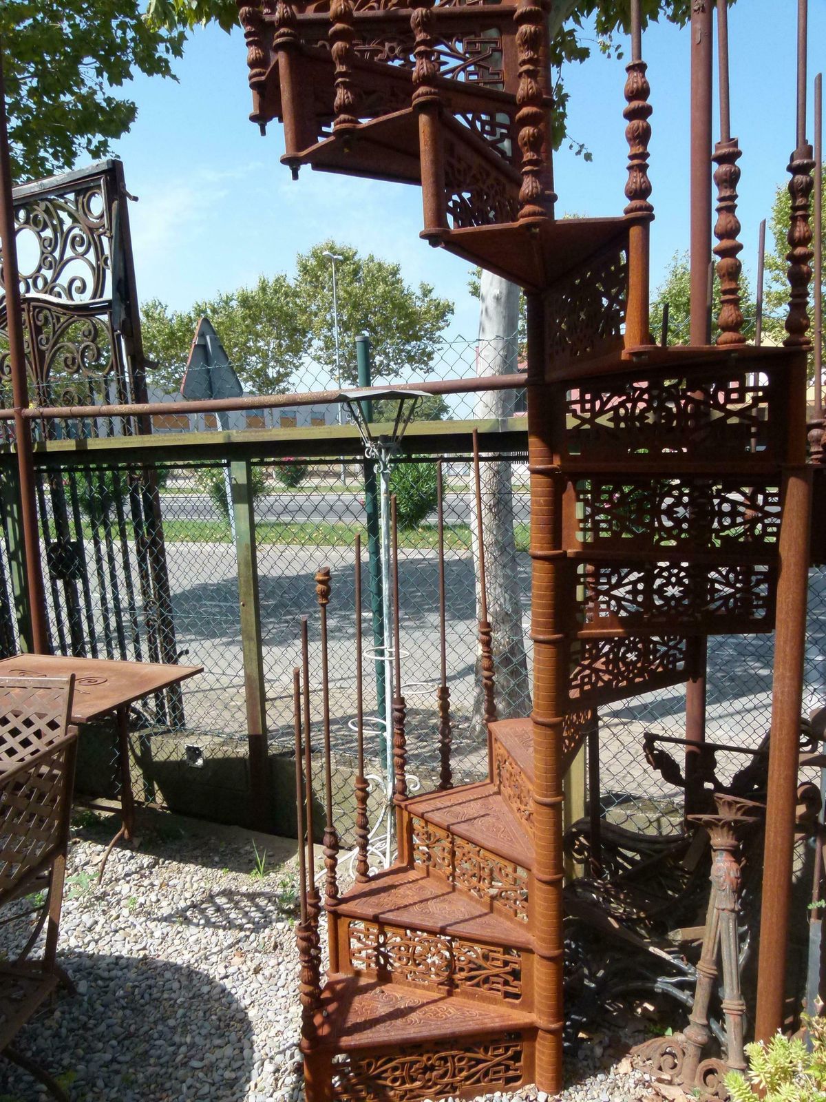 photo furniture 20th Century Art Nouveau Style Iron Spiral Staircase