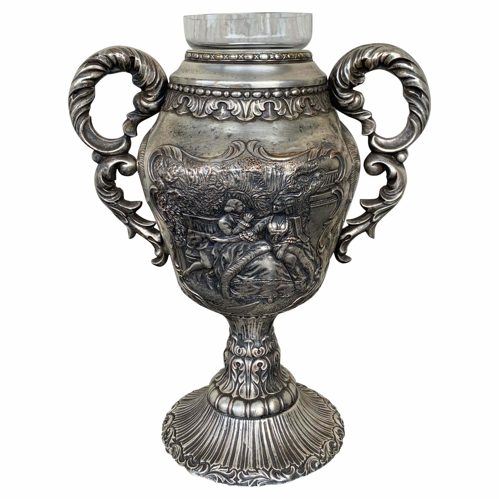 Coupe de présentation d'époque édouardienne en argent sterling avec verre intérieur