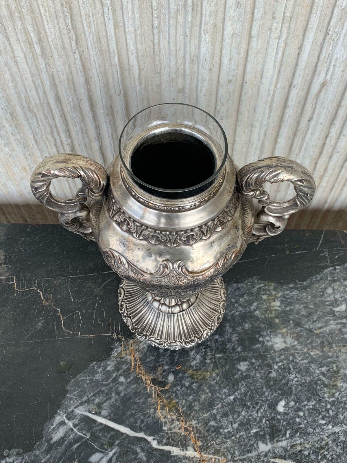 Coupe de présentation d'époque édouardienne en argent sterling avec verre intérieur photo Décoration