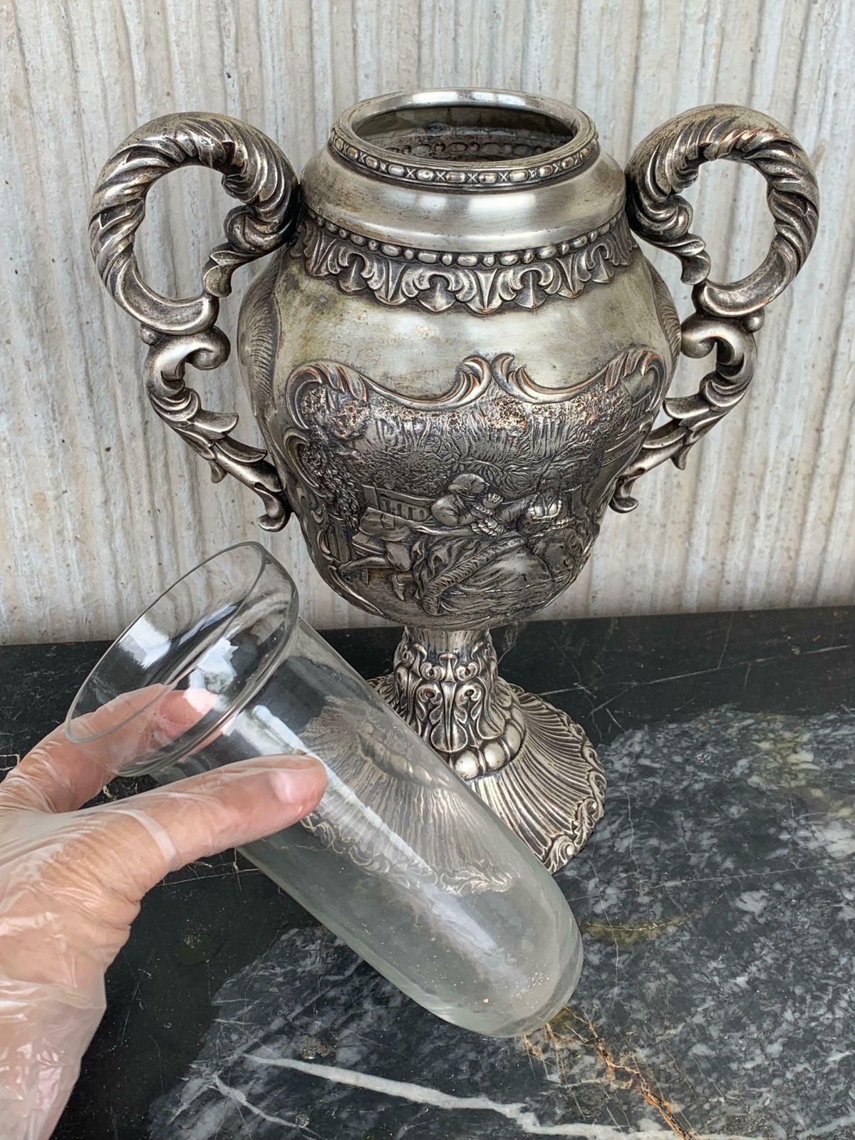 Coupe de présentation d'époque édouardienne en argent sterling avec verre intérieur photo buy